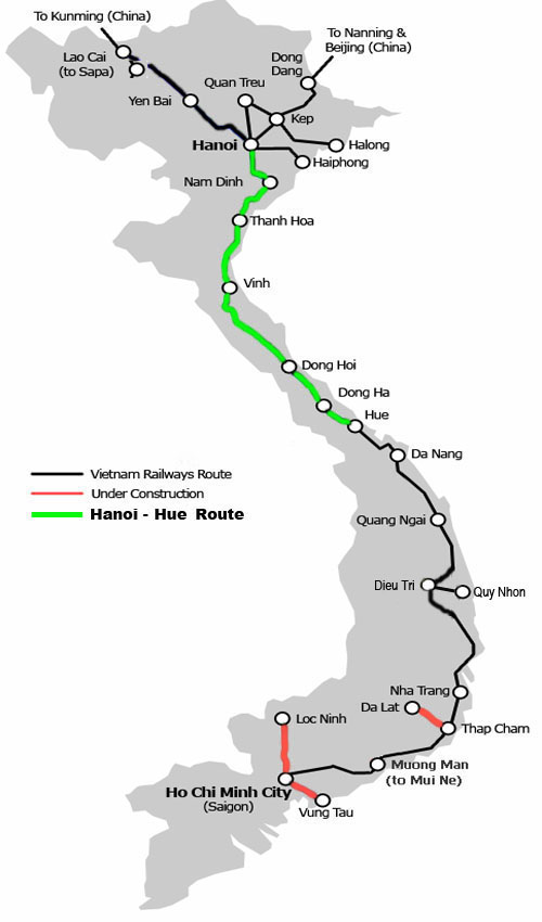 How much is the train from Hanoi to Hue?