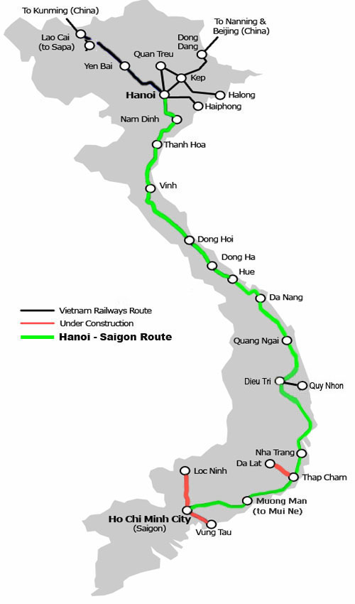 Ho Chi Minh (Saigon) City - Hanoi Route