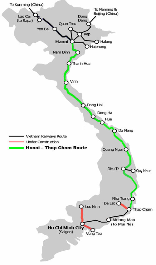 Thap Cham - Hanoi Route