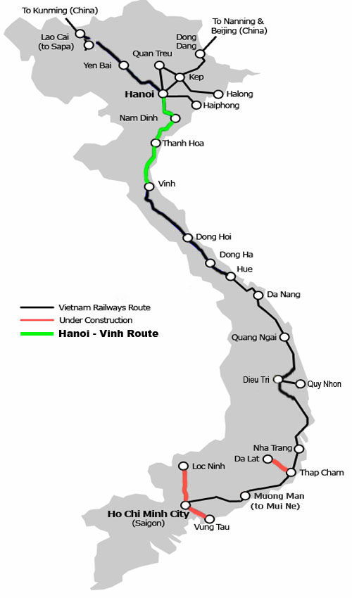 Hanoi - Vinh (Ho Chi Minh's Father land) route