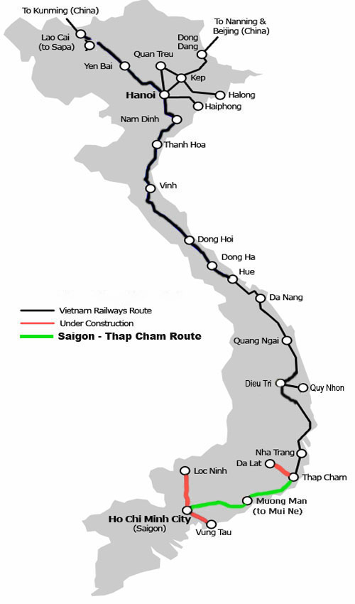 Thap Cham - Ho Chi Minh City (Saigon) Route